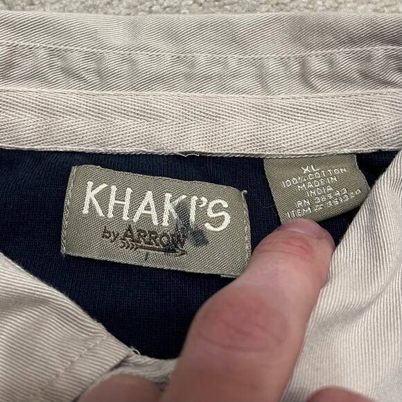 Vintage Khakis by Arrow Red Striped Navy Rugby Polo Long Sleeve Large - Picture 4 of 7